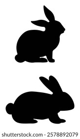 Black color two pics rabbit silhouettes graphics design and background white.  