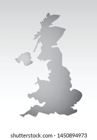Black color UK map with dark and light effect vector on light background illustration
