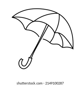 Black color umbrella doodles. Outline umbrella icon isolated on white background