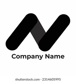 Black Color vector Illustration Of N Shape Logo Design