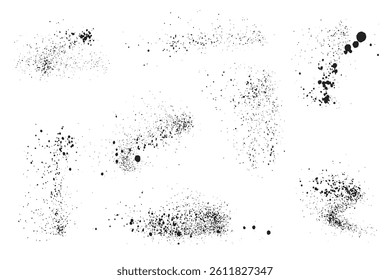Black color vector set of grunge texture blood drip background
