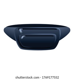 Black color waist bag icon. Cartoon of black color waist bag vector icon for web design isolated on white background