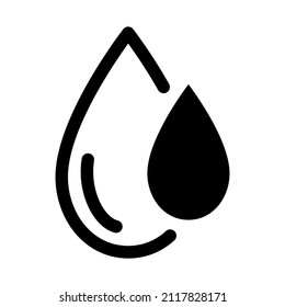 Black color water drops. Flat droplet shapes. Liquid symbol. Outline and glyph style