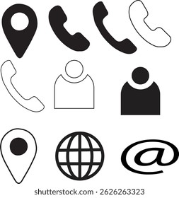 Black color Website set icon vector