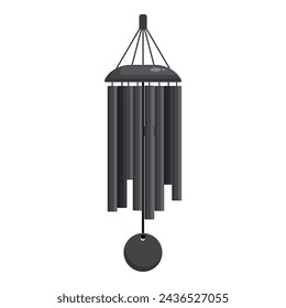 Black color wind chime icon cartoon vector. Vacation morning glory. Nature festival