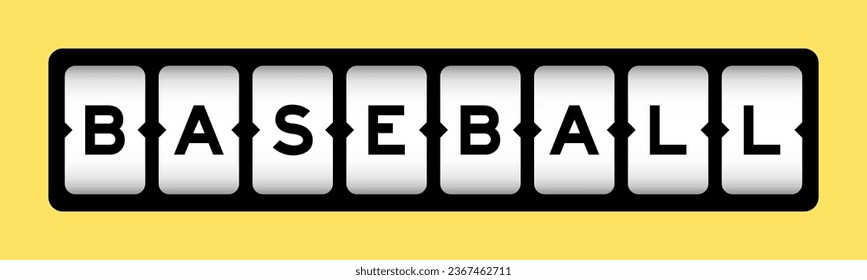 Black color in word baseball on slot banner with yellow color background