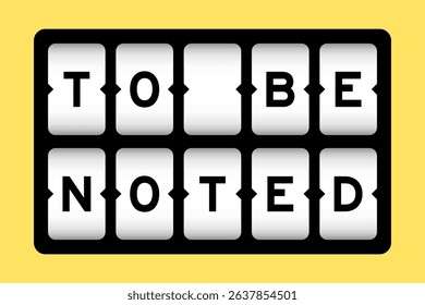 Black color in word to be noted on slot banner with yellow color background