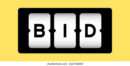 Black color in word bid on slot banner with yellow color background