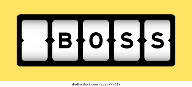 Black color in word boss on slot banner with yellow color background