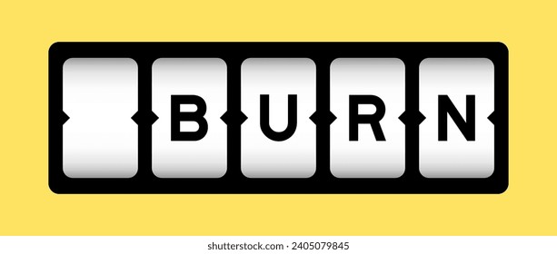 Black color in word burn on slot banner with yellow color background