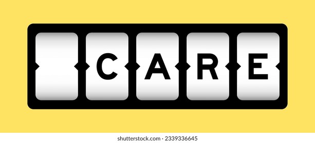 Black color in word care on slot banner with yellow color background