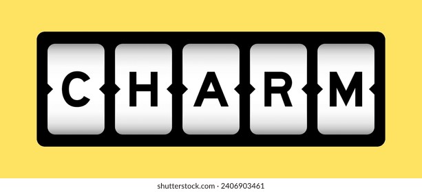 Black color in word charm on slot banner with yellow color background