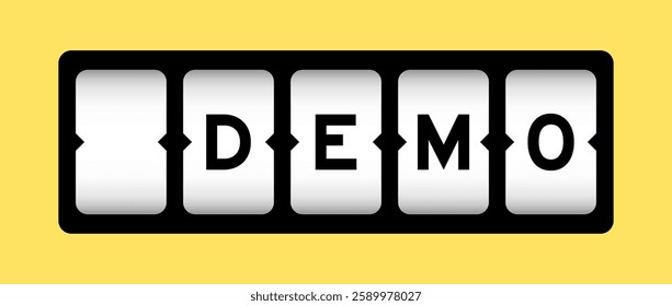 Black color in word demo on slot banner with yellow color background