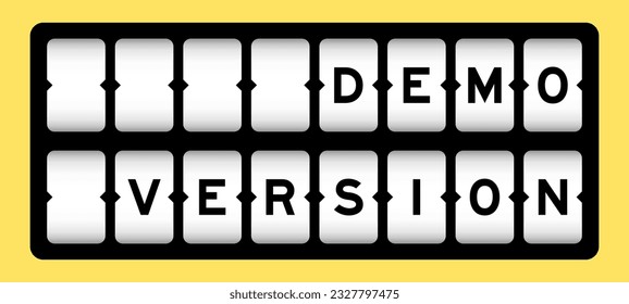 Black color in word demo version on slot banner with yellow color background