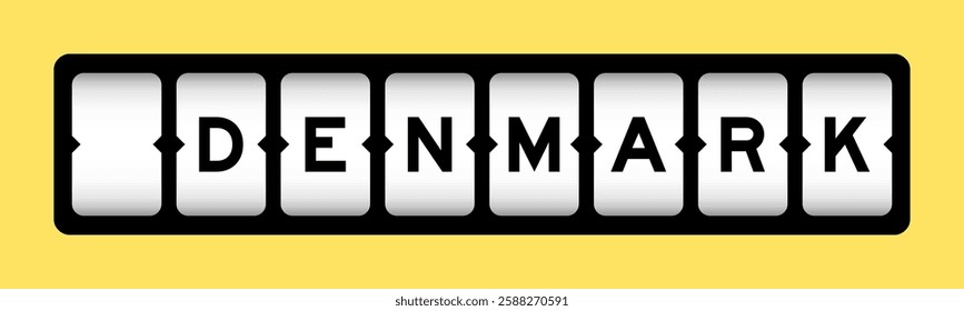 Black color in word denmark on slot banner with yellow color background