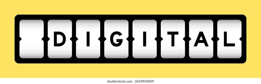 Black color in word digital on slot banner with yellow color background