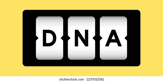 Black color in word DNA (abbreviation of Deoxyribonucleic acid) on slot banner with yellow color background