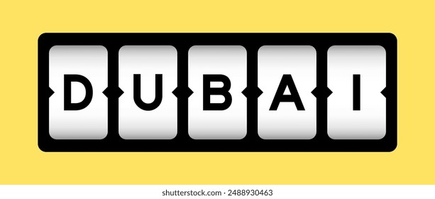 Black color in word dubai on slot banner with yellow color background