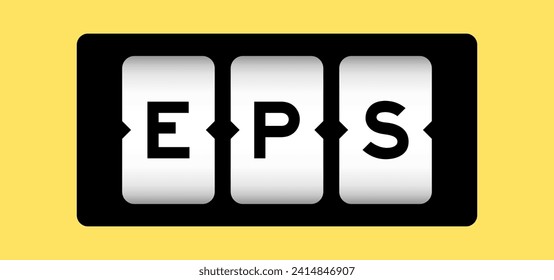 Black color in word EPS (Abbreviation of Earnings per share) on slot banner with yellow color background