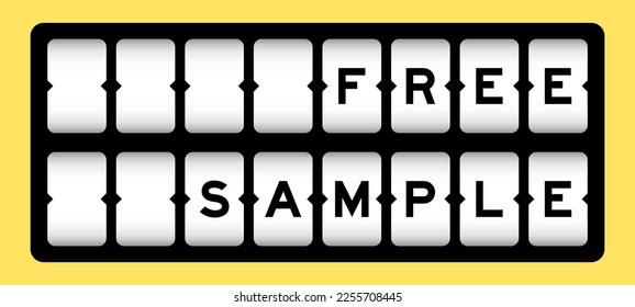 Black color in word free sample on slot banner with yellow color background