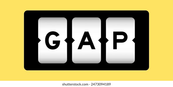 Black color in word GAP (abbreviation of good agricultural practice) on slot banner with yellow color background