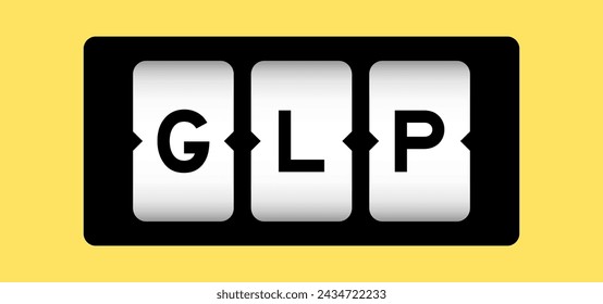 Black color in word GLP (Abbreviation of Good laboratory practice) on slot banner with yellow color background svg