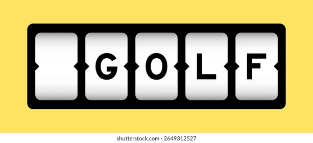 Black color in word golf on slot banner with yellow color background