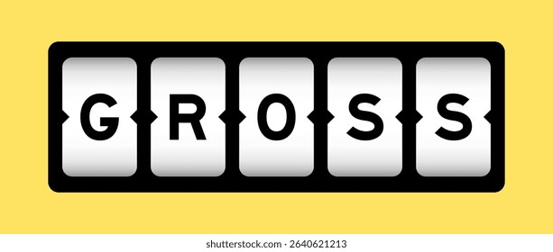 Black color in word gross on slot banner with yellow color background