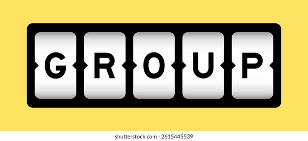 Black color in word group on slot banner with yellow color background