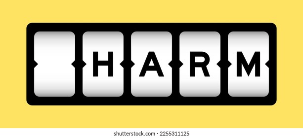 Black color in word harm on slot banner with yellow color background