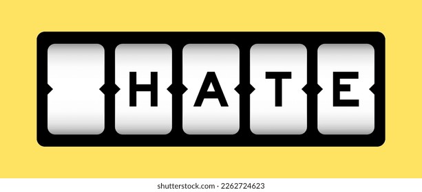 Black color in word hate on slot banner with yellow color background