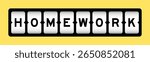Black color in word homework on slot banner with yellow color background