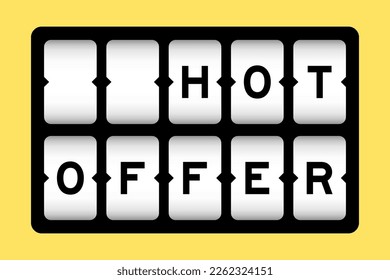 Black color in word hot offer on slot banner with yellow color background