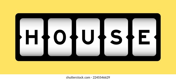 Black color in word house on slot banner with yellow color background