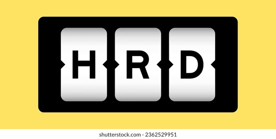 Black color in word HRD (Abbreviation of human resource development) on slot banner with yellow color background