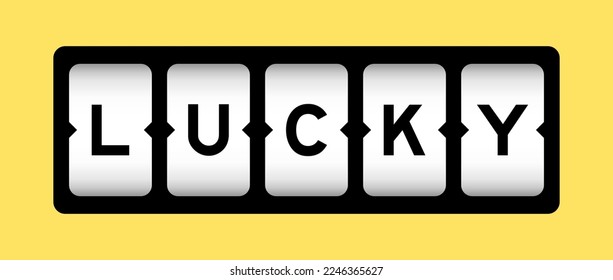 Black color in word luck on slot banner with yellow color background