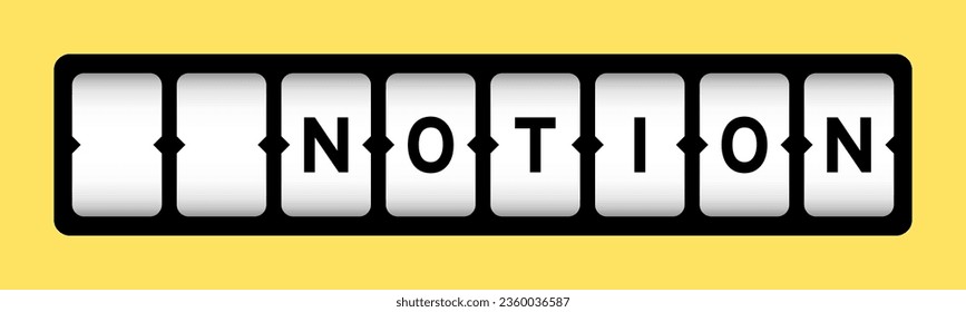 Black color in word notion on slot banner with yellow color background