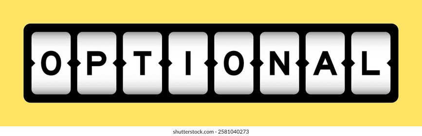 Black color in word optional on slot banner with yellow color background