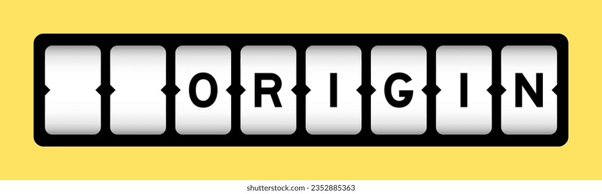 Black color in word origin on slot banner with yellow color background