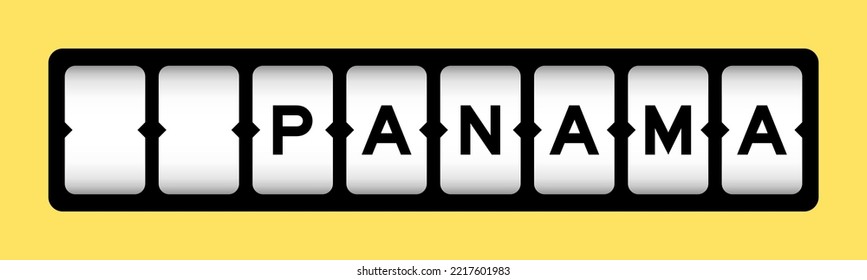 Black color in word panama on slot banner with yellow color background