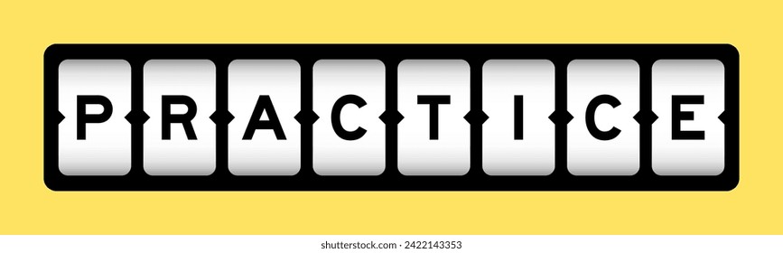 Black color in word practice on slot banner with yellow color background