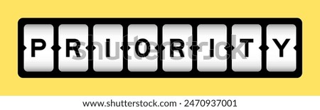 Black color in word priority on slot banner with yellow color background