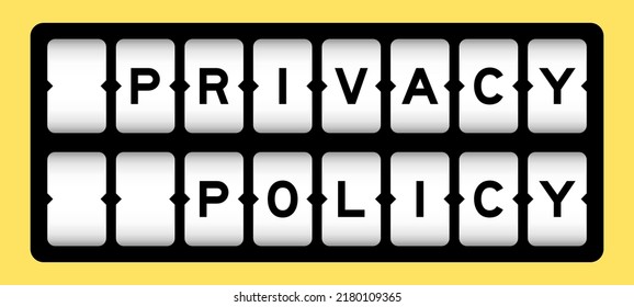Black color in word privacy policy on slot banner with yellow color background