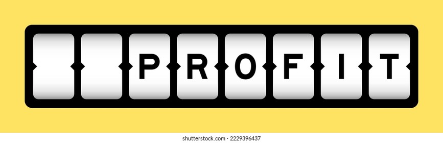 Black color in word profit on slot banner with yellow color background