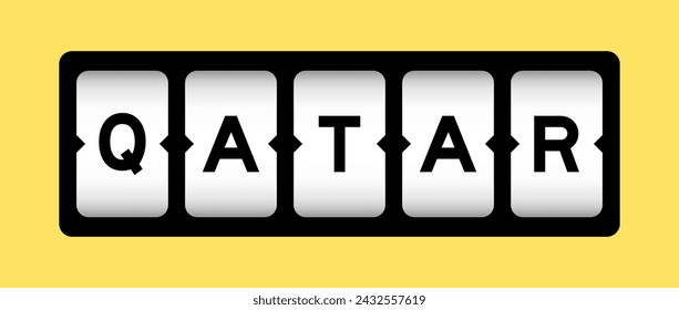 Black color in word qatar on slot banner with yellow color background