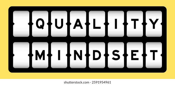 Black color in word quality mindset on slot banner with yellow color background