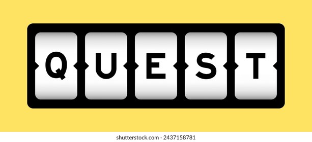 Black color in word quest on slot banner with yellow color background