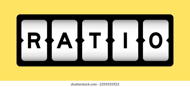 Black color in word ratio on slot banner with yellow color background