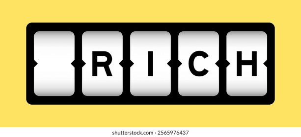 Black color in word rich on slot banner with yellow color background