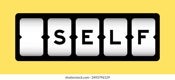 Black color in word self on slot banner with yellow color background
